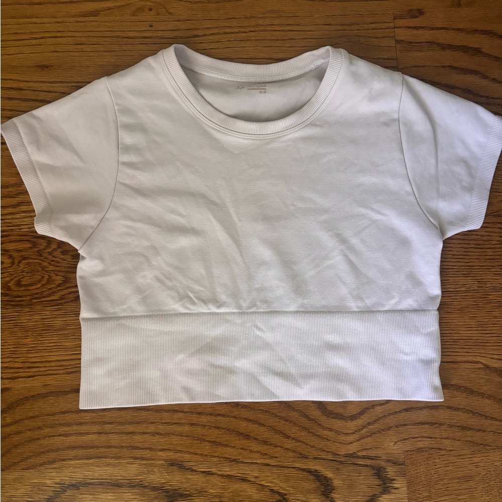 Cropped Offline Ribbed Tee in Stone